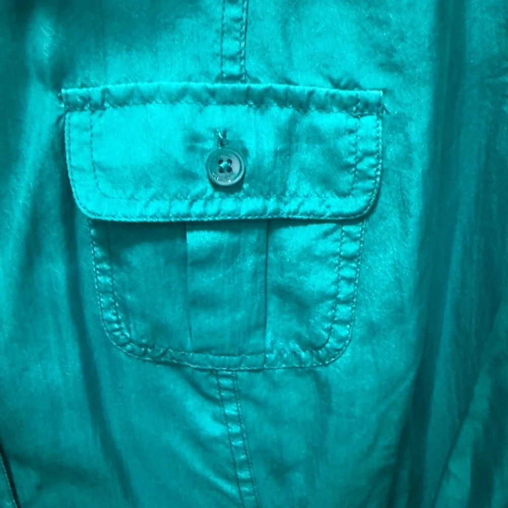 Tommy Bahama Turquoise Button-Down Shirt 100% Silk Size XL